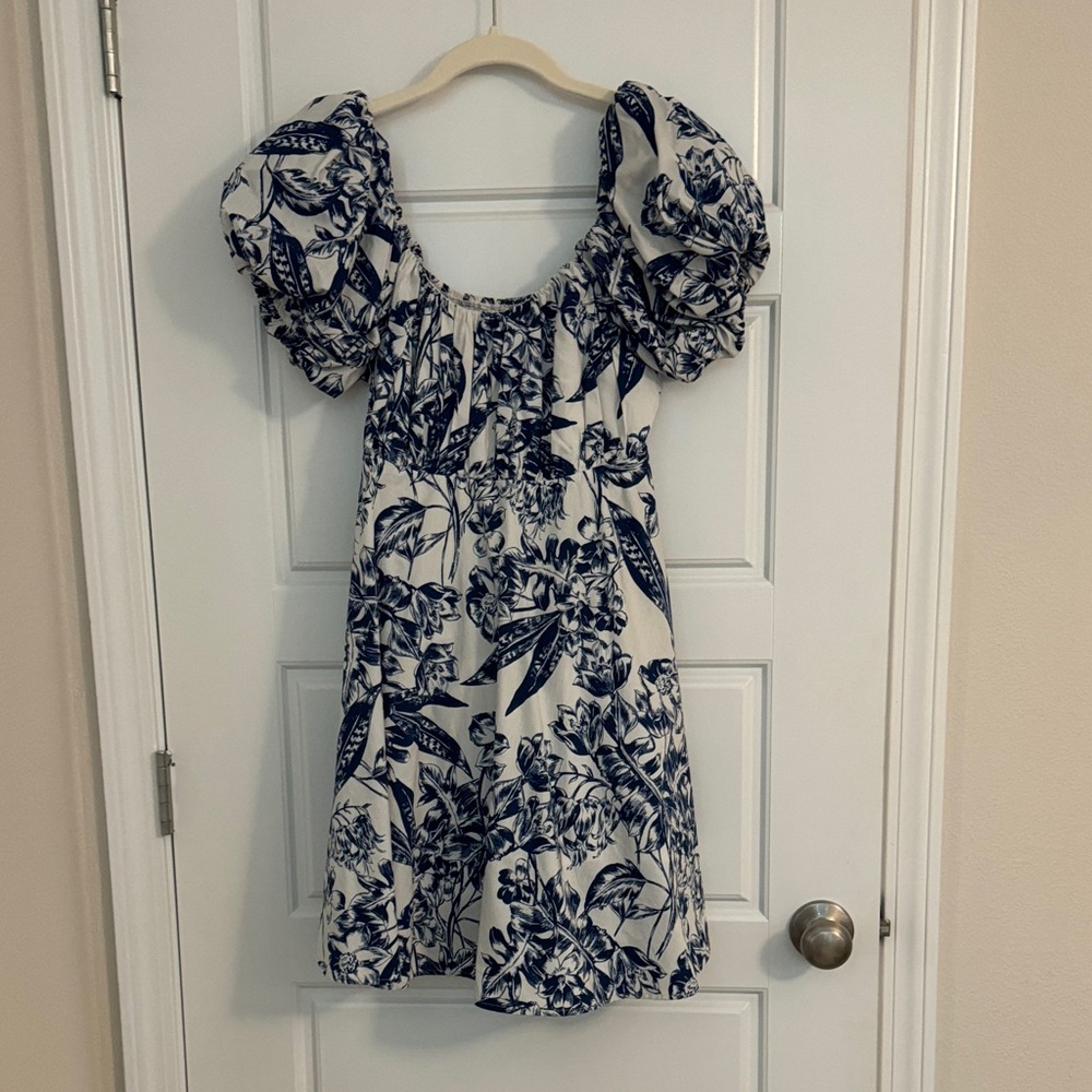 Abercrombie & Fitch Blue and White Smocked Dress